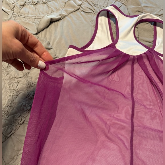 Lucky in Love athletic tank top with sheer overlay. Size XS. - Picture 5 of 7